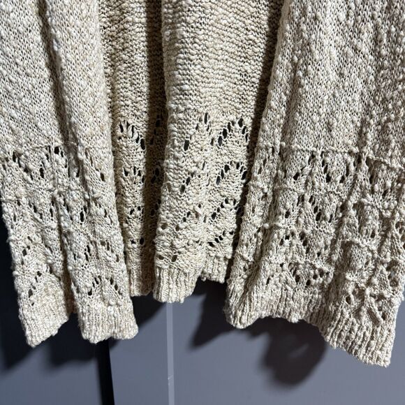 Coldwater Creek Pointelle Intrigue Popcorn Crochet Knit Open Front Cardigan Med - Picture 3 of 7
